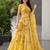 yellow organza printed lehenga choli