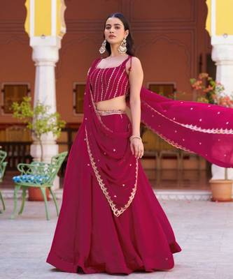 magenta silk blend embroidered lehenga choli 2