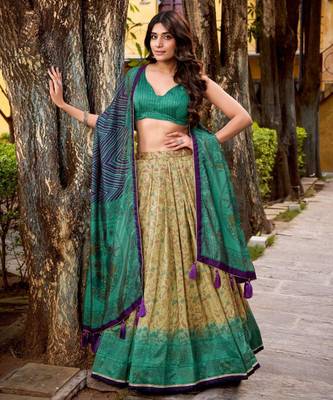 cream art silk printed lehenga choli 1