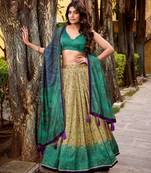 cream art silk printed lehenga choli