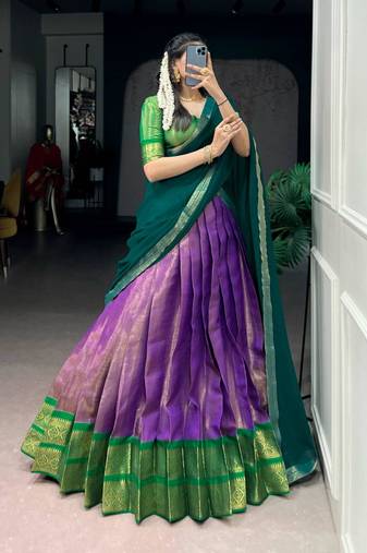 purple art silk printed lehenga choli