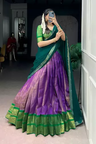 purple art silk printed lehenga choli