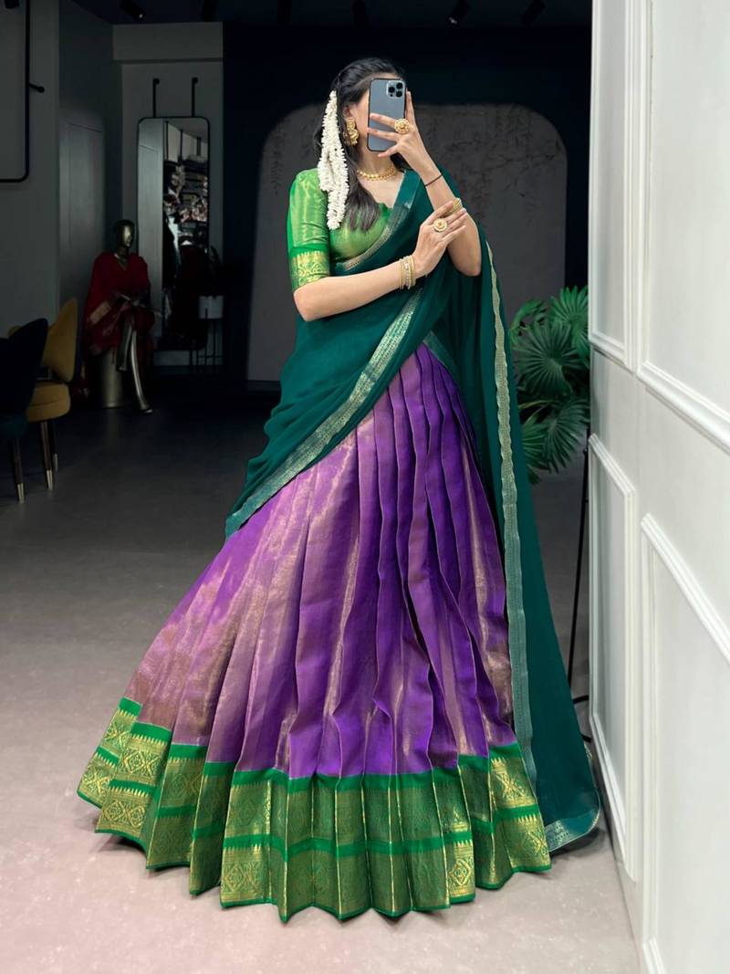 purple art silk printed lehenga choli
