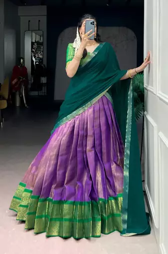 purple art silk printed lehenga choli