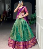 green art silk printed lehenga choli