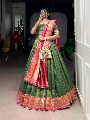 green organza printed lehenga choli 2