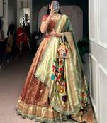 champagne organza printed lehenga choli