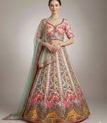 multicolor silk blend embroidered lehenga choli