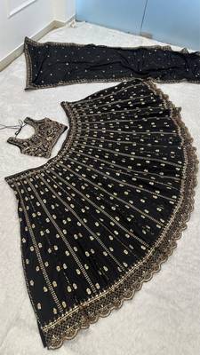 black silk blend embroidered lehenga choli 1