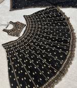 black silk blend embroidered lehenga choli