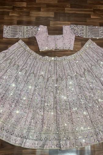 pink net embroidered lehenga choli