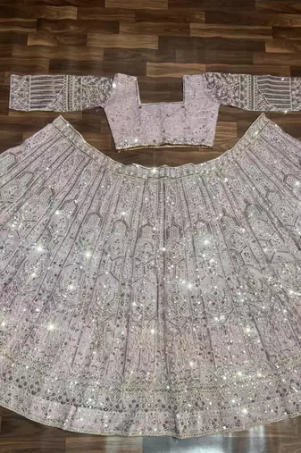 pink net embroidered lehenga choli