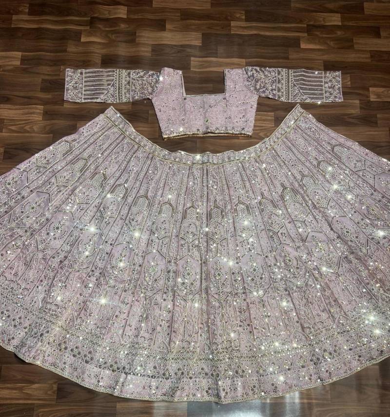 pink net embroidered lehenga choli