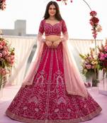 pink silk embroidered lehenga choli