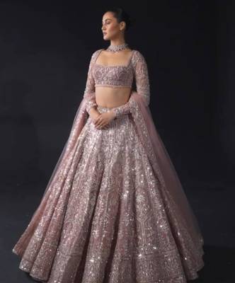 pink net embroidered lehenga choli 3