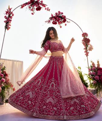 pink silk embroidered lehenga choli 2