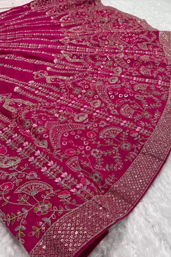 pink silk embroidered lehenga choli