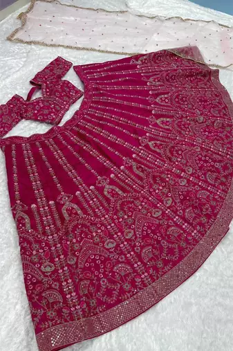 pink silk embroidered lehenga choli