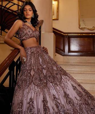 pink net embroidered lehenga choli 2