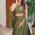 green silk blend embroidered lehenga choli