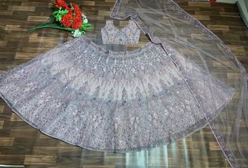 pink net embroidered lehenga choli 4