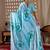 Elegant Sky Blue Floral Printed Saree