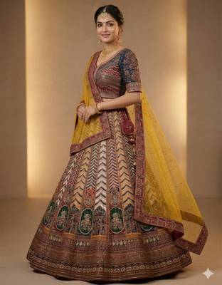 multicolor silk blend printed lehenga choli 2