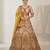 yellow silk blend printed lehenga choli