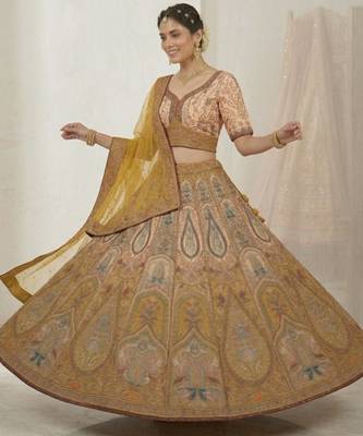 yellow silk blend printed lehenga choli 2