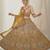 yellow silk blend printed lehenga choli