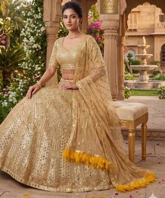 gold net embroidered lehenga choli 2