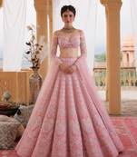 pink silk blend embroidered lehenga choli