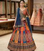 multicolor silk blend printed lehenga choli