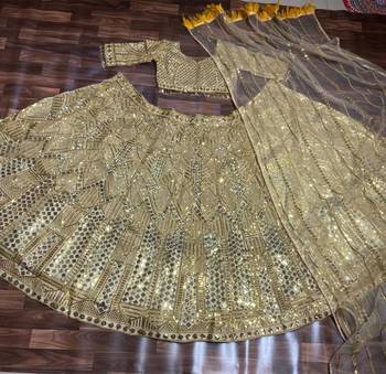 gold net embroidered lehenga choli 3