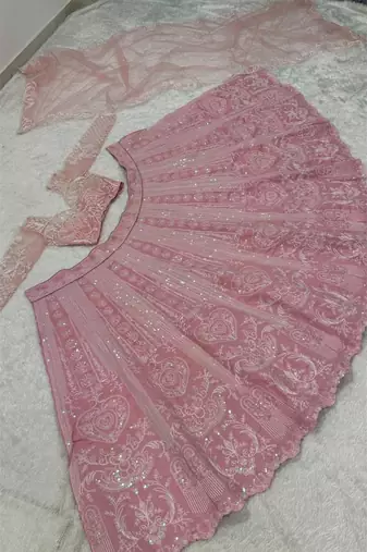 pink silk blend embroidered lehenga choli