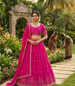 pink silk blend plain lehenga choli