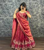 magenta silk blend embroidered lehenga choli