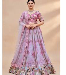 pink silk blend printed lehenga choli
