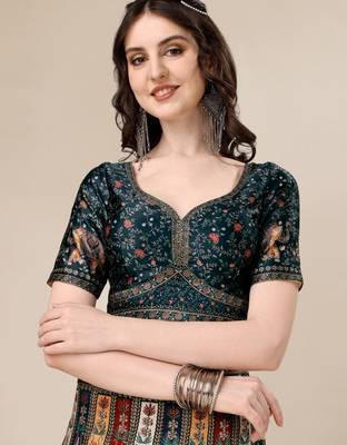 multicolor silk blend printed lehenga choli 1