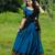 teal blue art silk plain lehenga choli