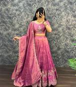 rani pink silk blend embroidered lehenga choli