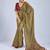 Mustard chiffon ajrak printed saree with unstitched blouse
