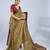 Mustard chiffon ajrak printed saree with unstitched blouse