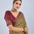 Mustard chiffon ajrak printed saree with unstitched blouse