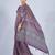 Purple chiffon ajrak printed saree with unstitched blouse