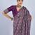 Purple chiffon ajrak printed saree with unstitched blouse