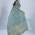 Blue chiffon ajrak printed saree with unstitched blouse