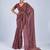 Maroon chiffon ajrak printed saree with unstitched blouse