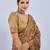 Yellow chiffon ajrak printed saree with unstitched blouse