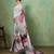 Grey georgette abstract printed saree with unstitched blouse
